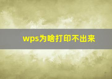 wps为啥打印不出来