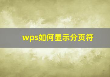 wps如何显示分页符