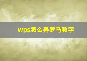 wps怎么弄罗马数字