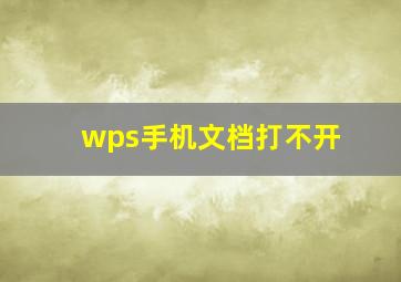 wps手机文档打不开