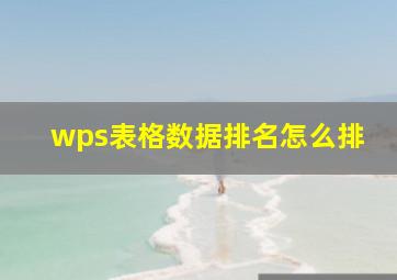 wps表格数据排名怎么排