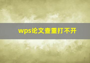 wps论文查重打不开