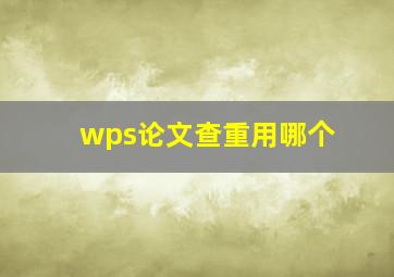 wps论文查重用哪个