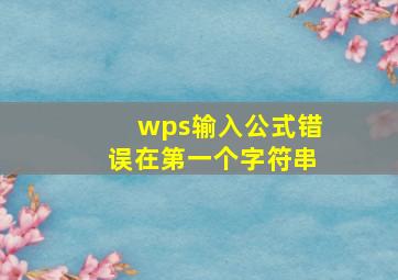 wps输入公式错误在第一个字符串