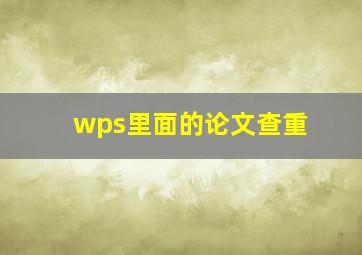 wps里面的论文查重