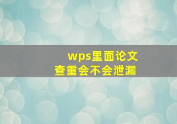 wps里面论文查重会不会泄漏