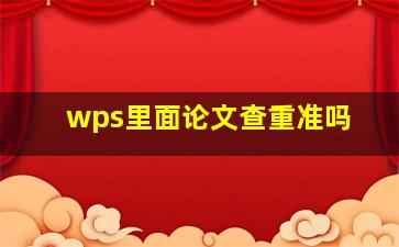 wps里面论文查重准吗