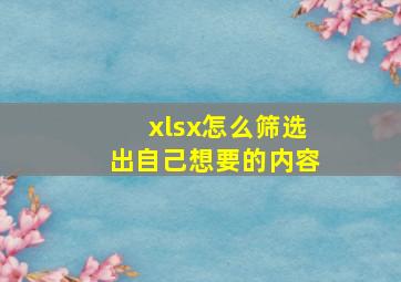 xlsx怎么筛选出自己想要的内容