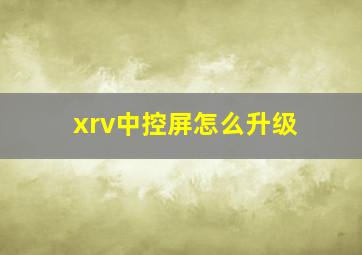 xrv中控屏怎么升级