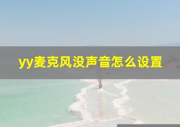 yy麦克风没声音怎么设置