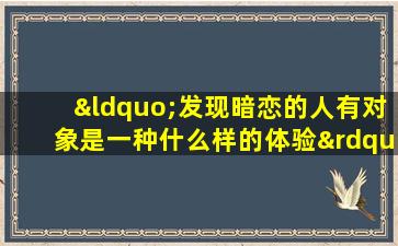 “发现暗恋的人有对象是一种什么样的体验”