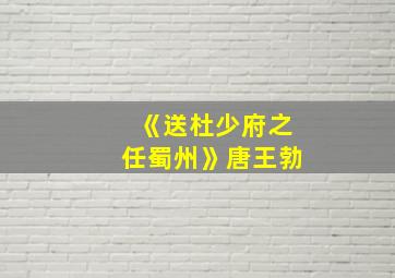 《送杜少府之任蜀州》唐王勃