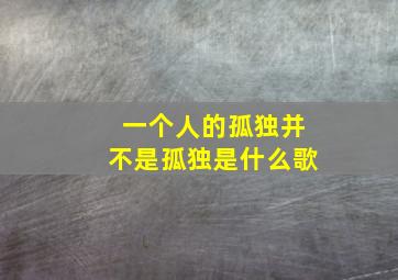 一个人的孤独并不是孤独是什么歌