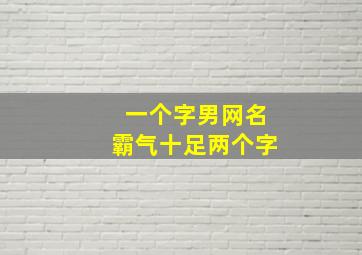 一个字男网名霸气十足两个字