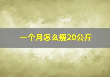 一个月怎么瘦20公斤