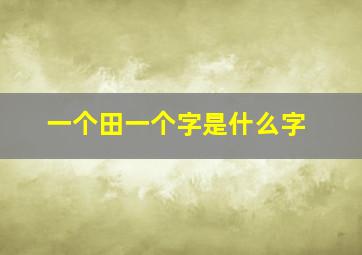 一个田一个字是什么字