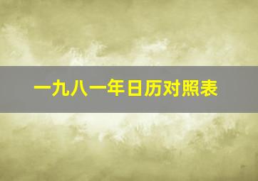 一九八一年日历对照表