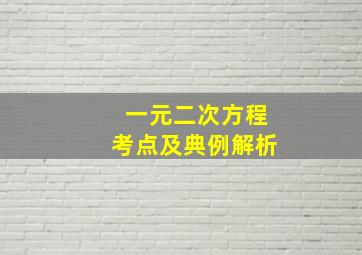 一元二次方程考点及典例解析