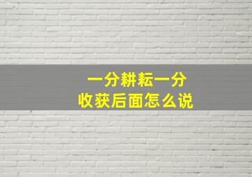 一分耕耘一分收获后面怎么说