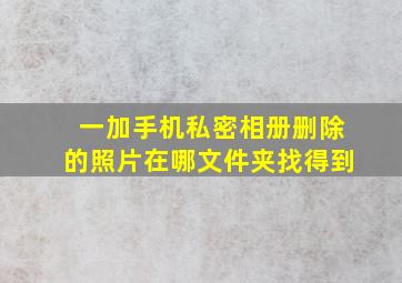 一加手机私密相册删除的照片在哪文件夹找得到