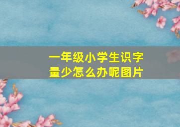 一年级小学生识字量少怎么办呢图片