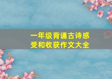 一年级背诵古诗感受和收获作文大全