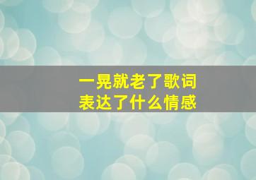 一晃就老了歌词表达了什么情感