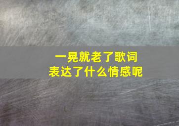 一晃就老了歌词表达了什么情感呢