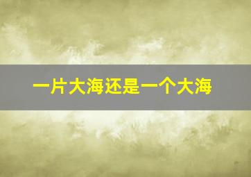 一片大海还是一个大海