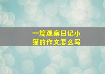 一篇观察日记小猫的作文怎么写