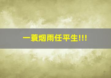 一蓑烟雨任平生!!!