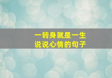 一转身就是一生说说心情的句子