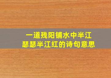 一道残阳铺水中半江瑟瑟半江红的诗句意思