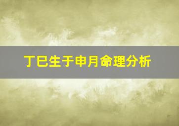 丁巳生于申月命理分析