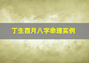 丁生酉月八字命理实例