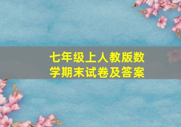 七年级上人教版数学期末试卷及答案