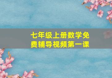 七年级上册数学免费辅导视频第一课