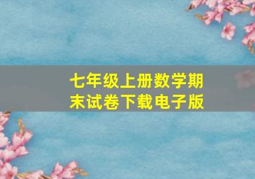 七年级上册数学期末试卷下载电子版