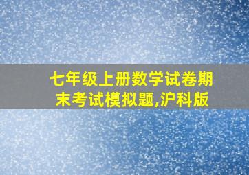 七年级上册数学试卷期末考试模拟题,沪科版