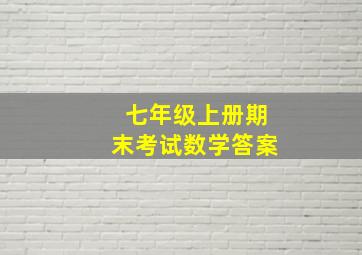 七年级上册期末考试数学答案