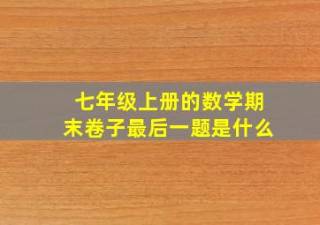 七年级上册的数学期末卷子最后一题是什么