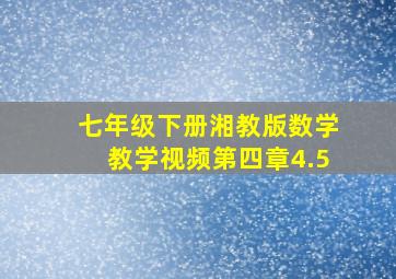 七年级下册湘教版数学教学视频第四章4.5