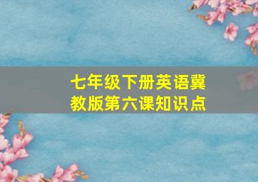 七年级下册英语冀教版第六课知识点