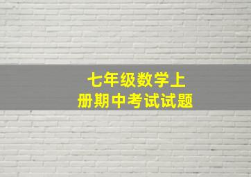 七年级数学上册期中考试试题