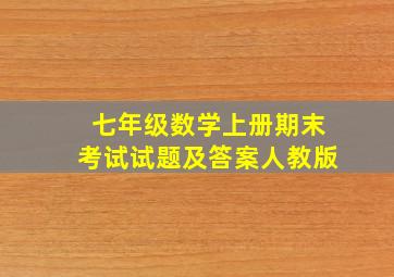 七年级数学上册期末考试试题及答案人教版