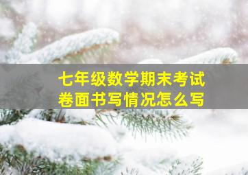 七年级数学期末考试卷面书写情况怎么写