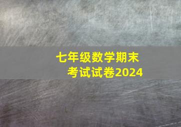 七年级数学期末考试试卷2024