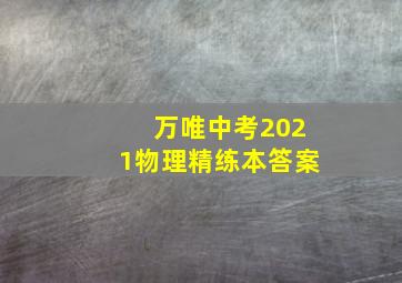 万唯中考2021物理精练本答案