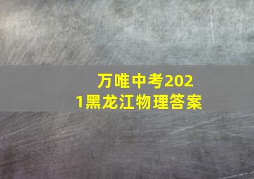 万唯中考2021黑龙江物理答案