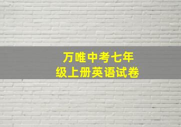 万唯中考七年级上册英语试卷